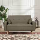 Canbily Sofa 2Seater - Wood Pattern - Plastic Legs - Light Brown Fabric