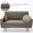 Canbily Sofa 2Seater - Wood Pattern - Plastic Legs - Light Brown Fabric