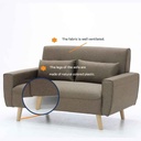 Canbily Sofa 2Seater - Wood Pattern - Plastic Legs - Light Brown Fabric