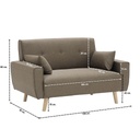 Canbily Sofa 2Seater - Wood Pattern - Plastic Legs - Light Brown Fabric