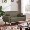 Canbily Sofa 2Seater - Wood Pattern - Plastic Legs - Light Brown Fabric